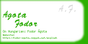 agota fodor business card